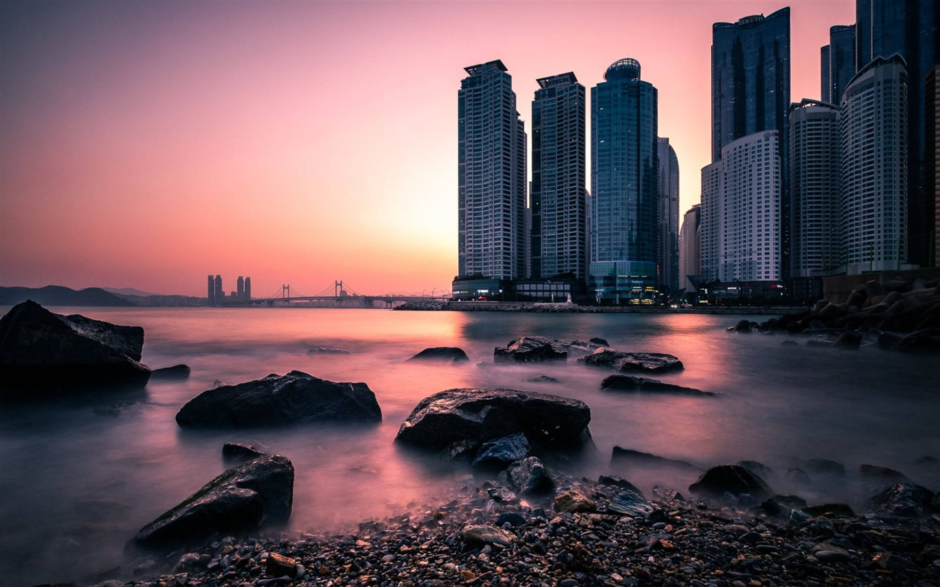 Busan City Sunset Background