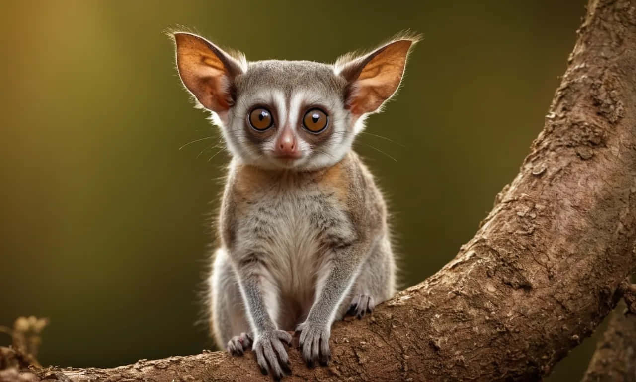 Bush Baby Perchedon Tree Branch Background