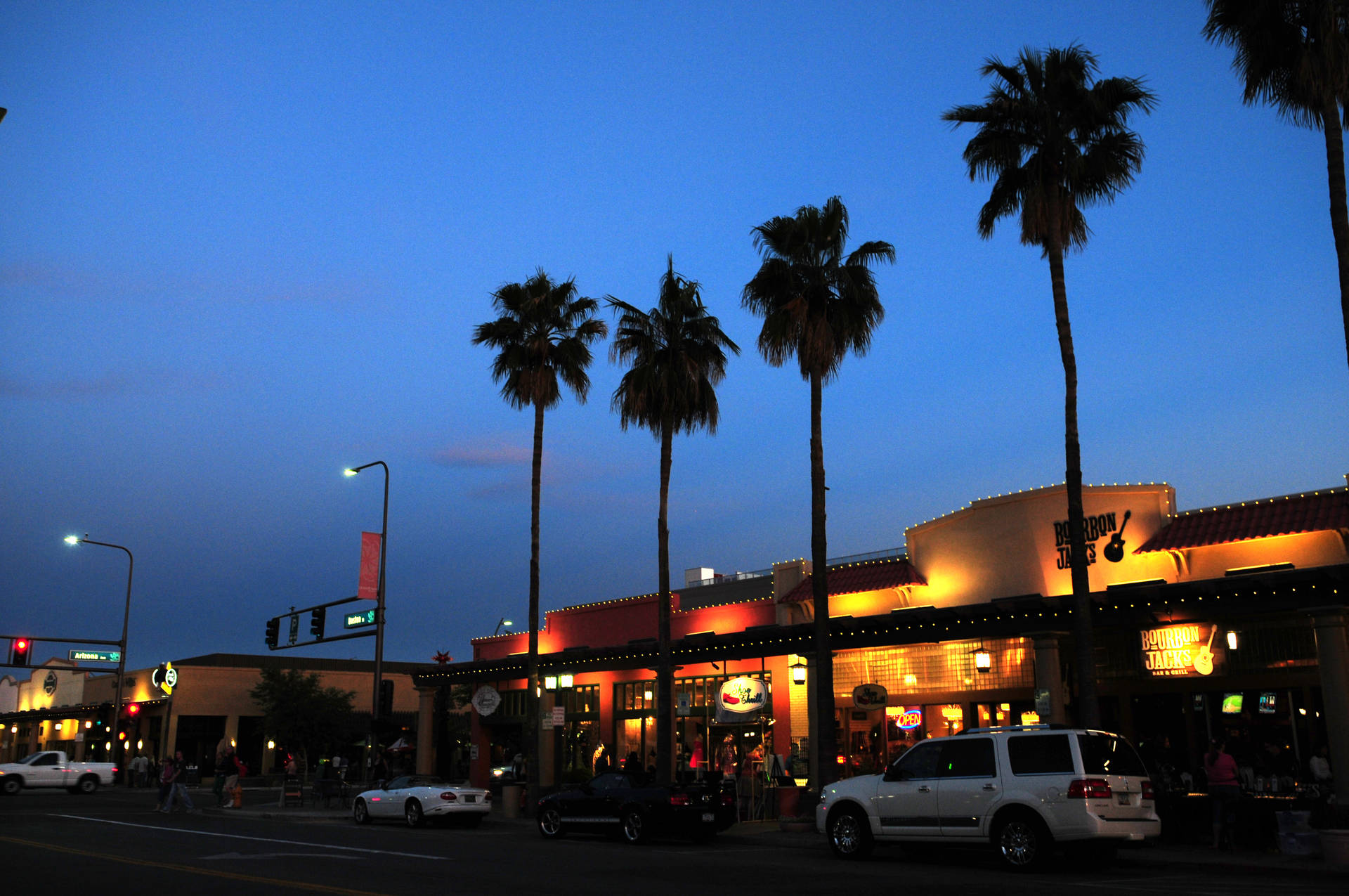 Business Centers In Downtown Chandler At Night Background