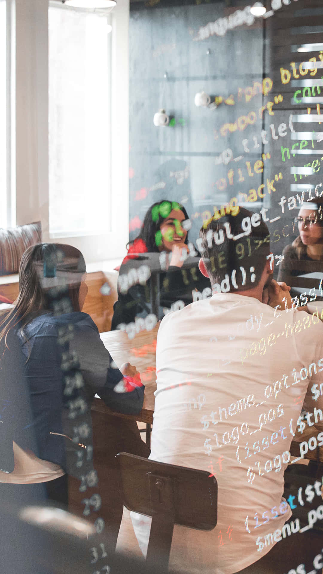 Business Team Meeting Behind Glass Background