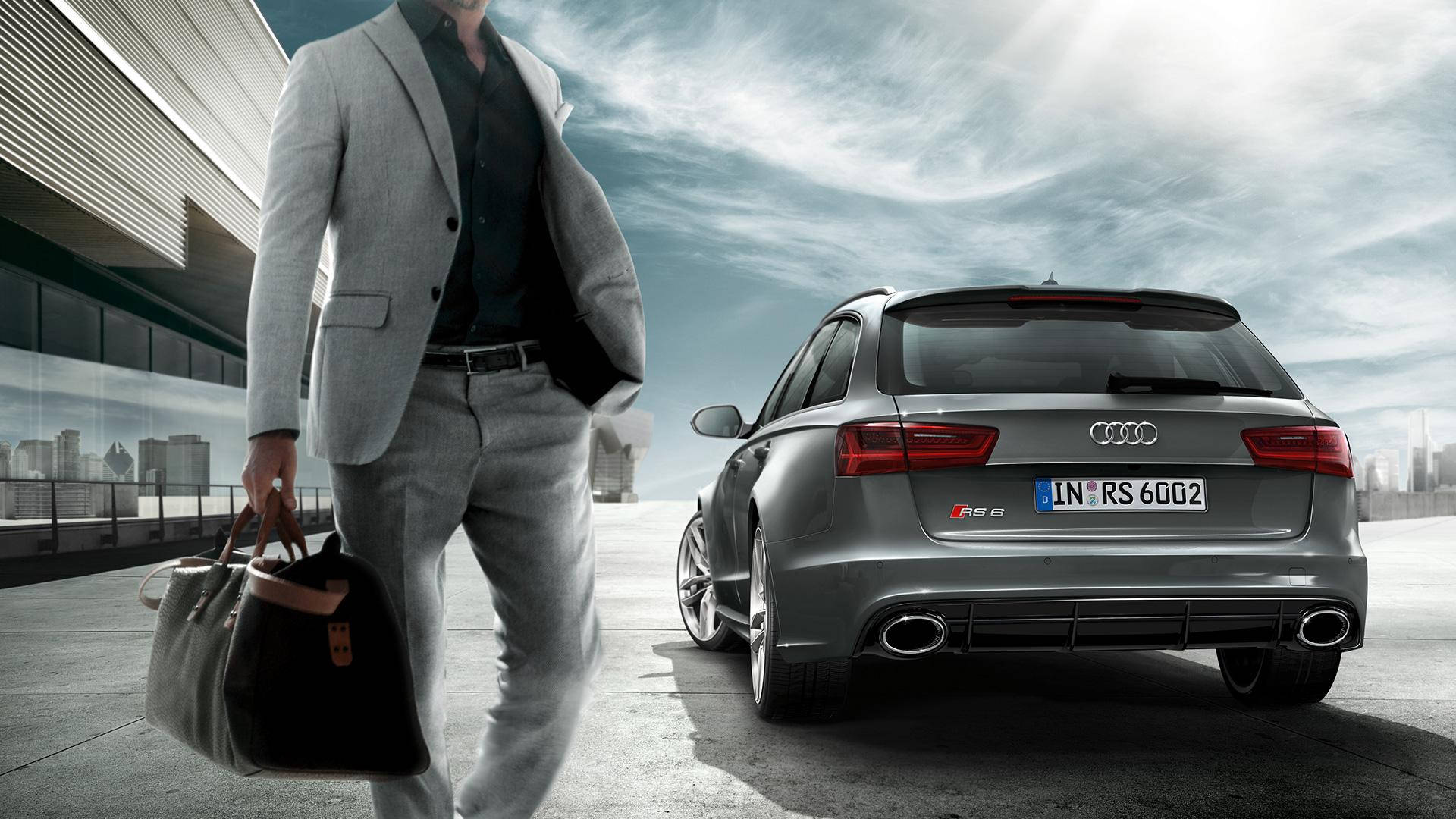 Businessman And His Audi Rs Background