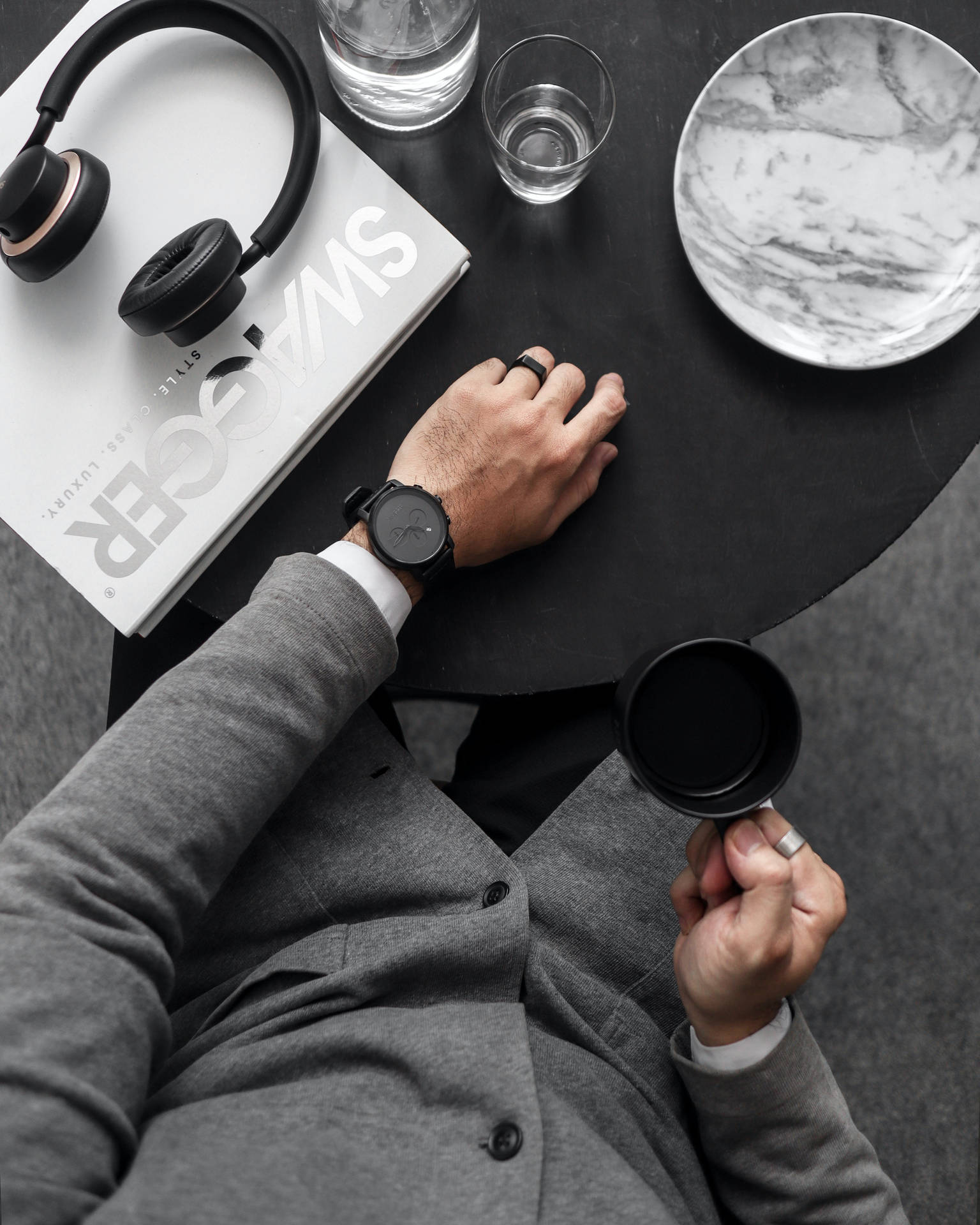 Businessman At Coffee Shop Background