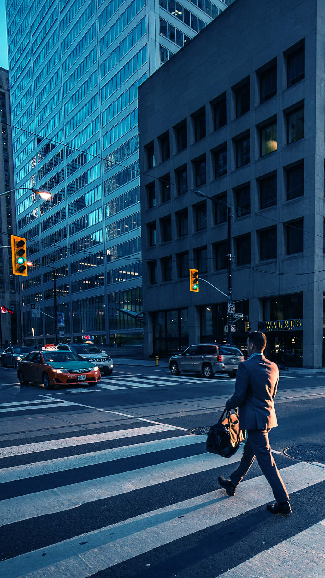 Businessman Crossing Urban Intersection4 K