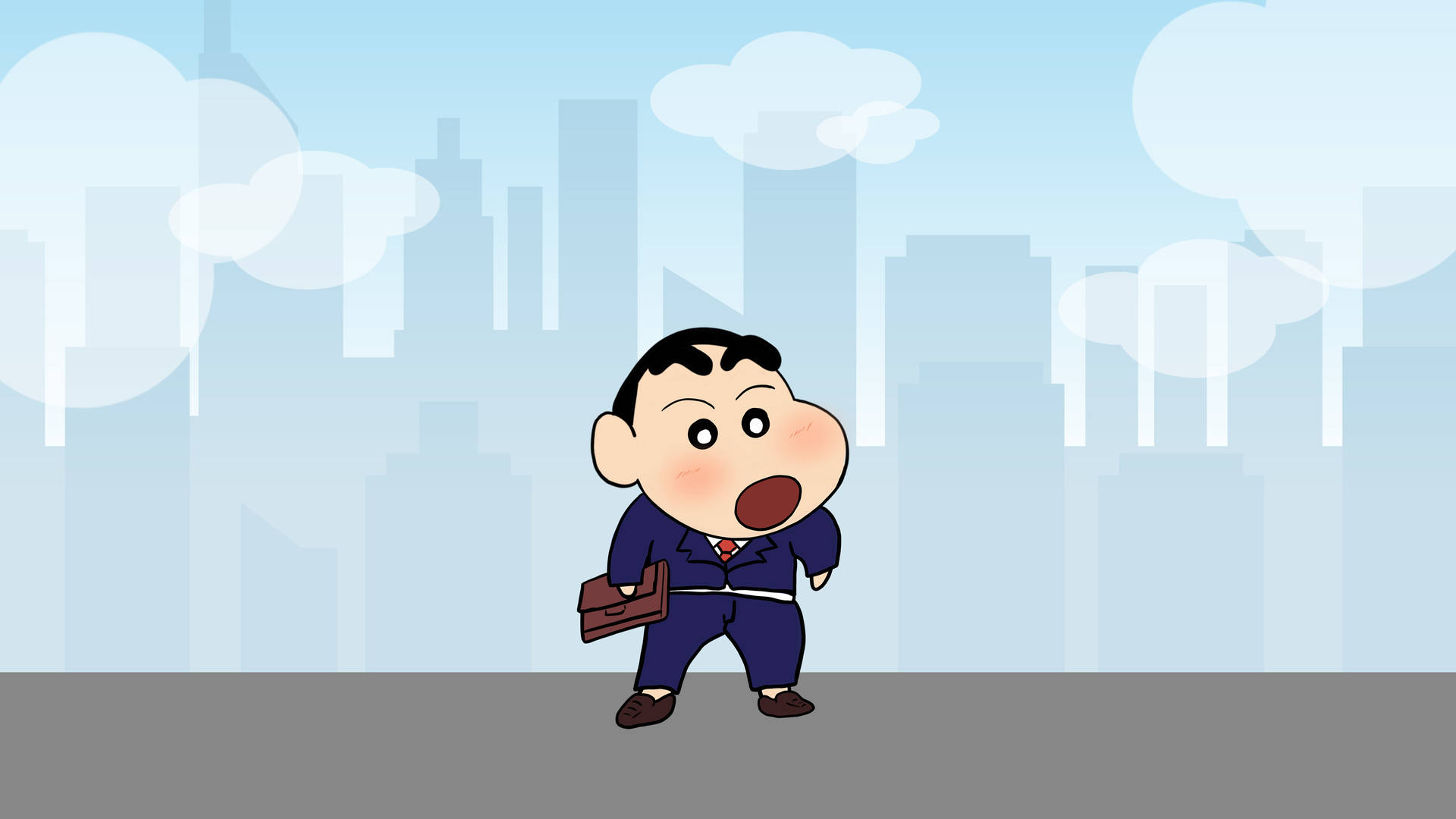 Businessman Shin Chan Cartoon City Background