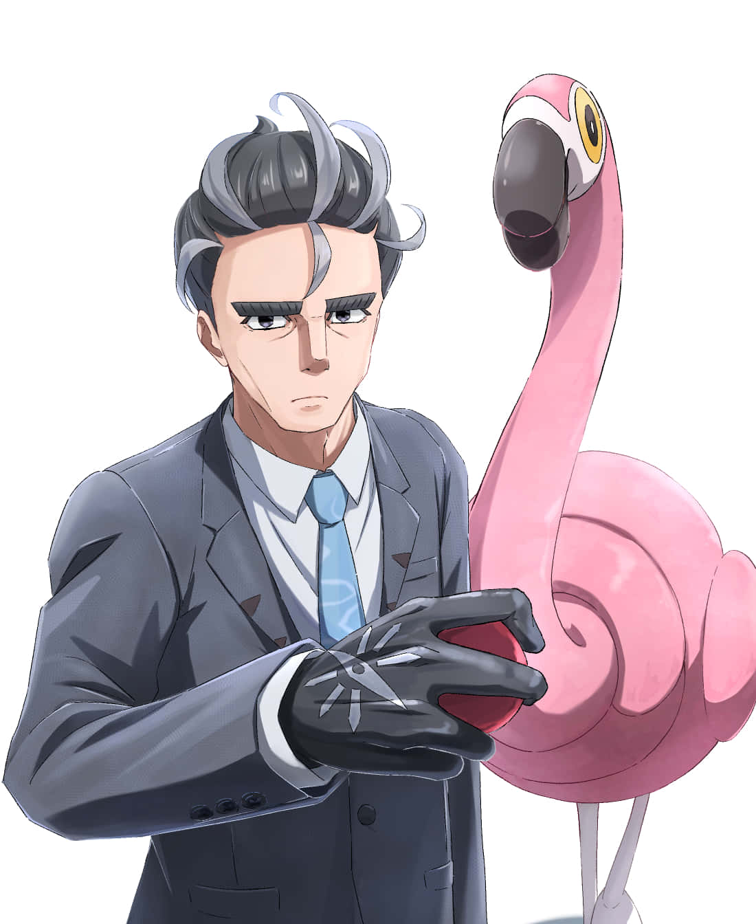 Businessmanand Flamingo Anime Style