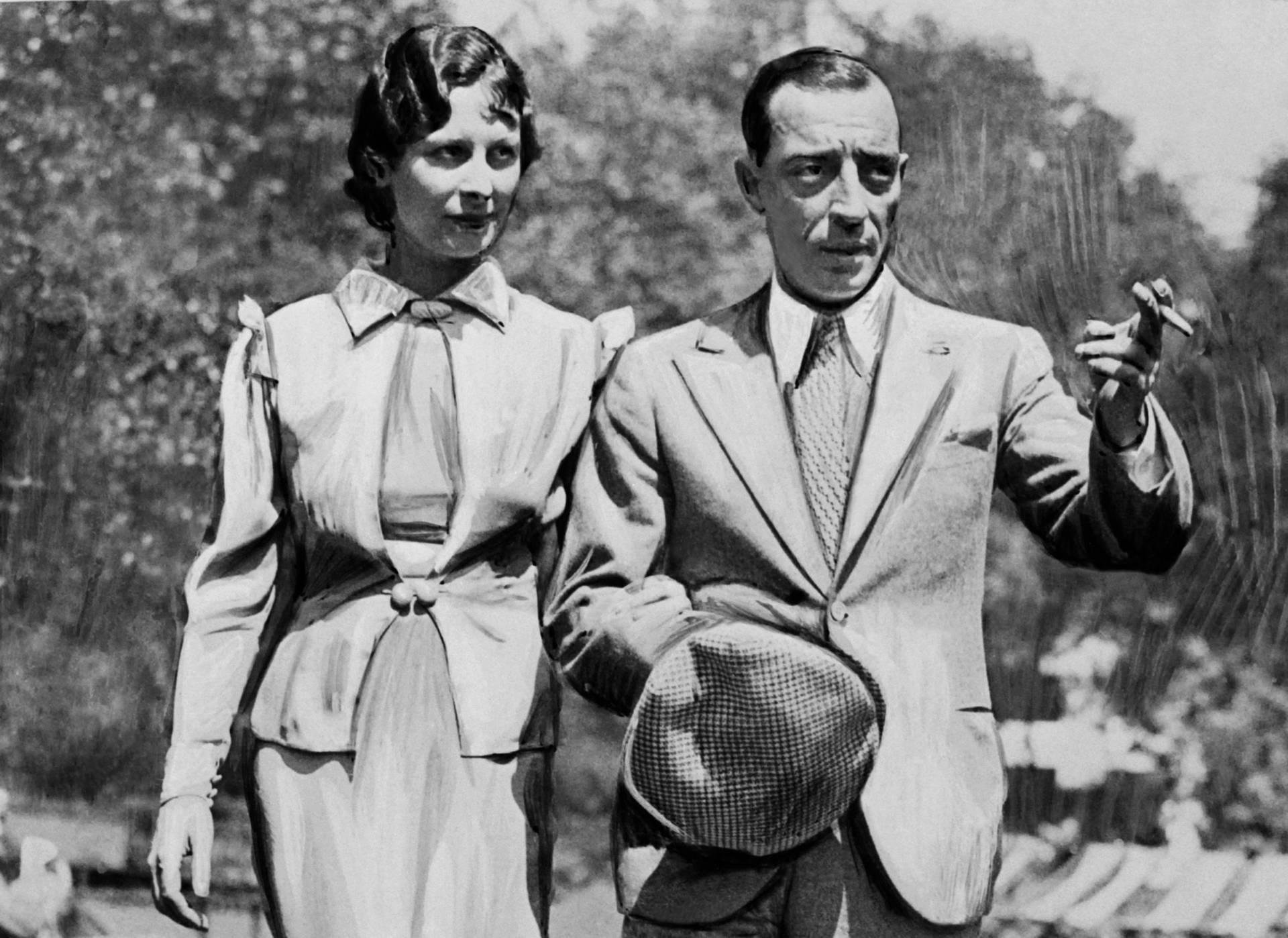 Buster Keaton With His Wife Mae Scriven Background