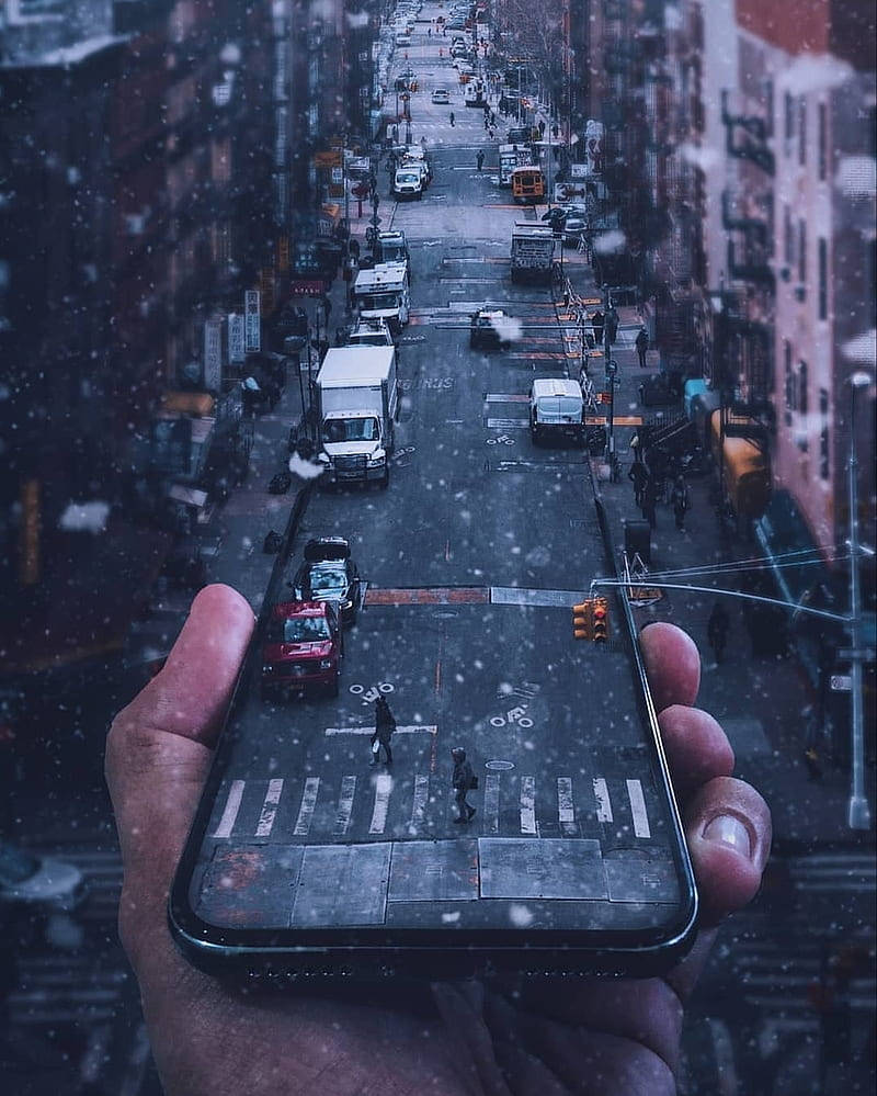 Bustling Street On Awesome Phone Background