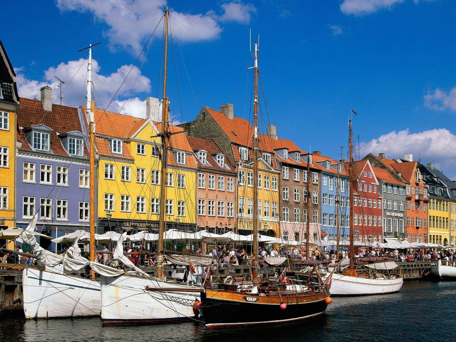 Busy Copenhagen Harbor Background