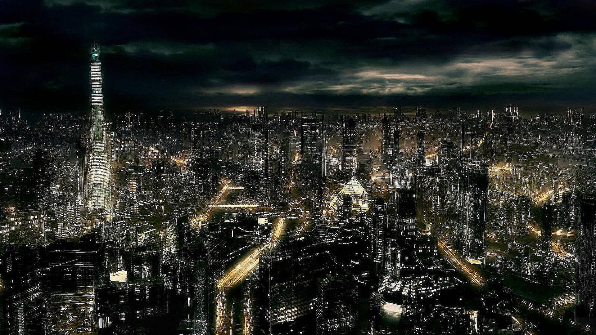 Busy Dark City Background