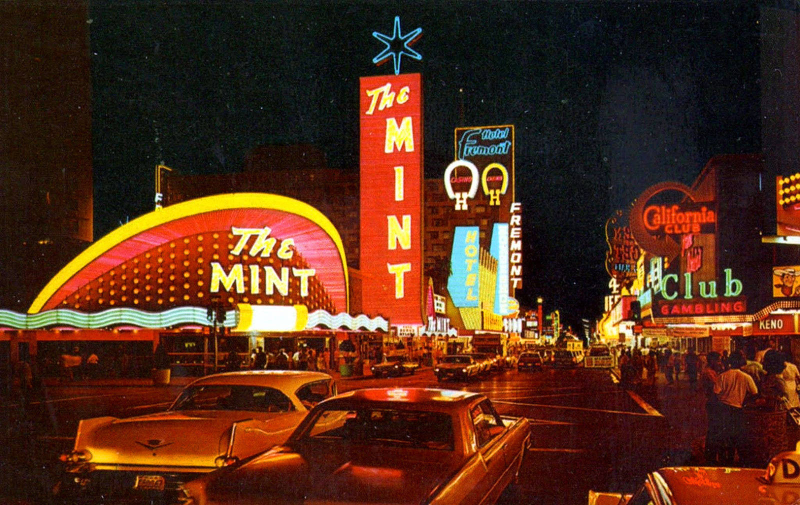 Busy Fremont Street At Night