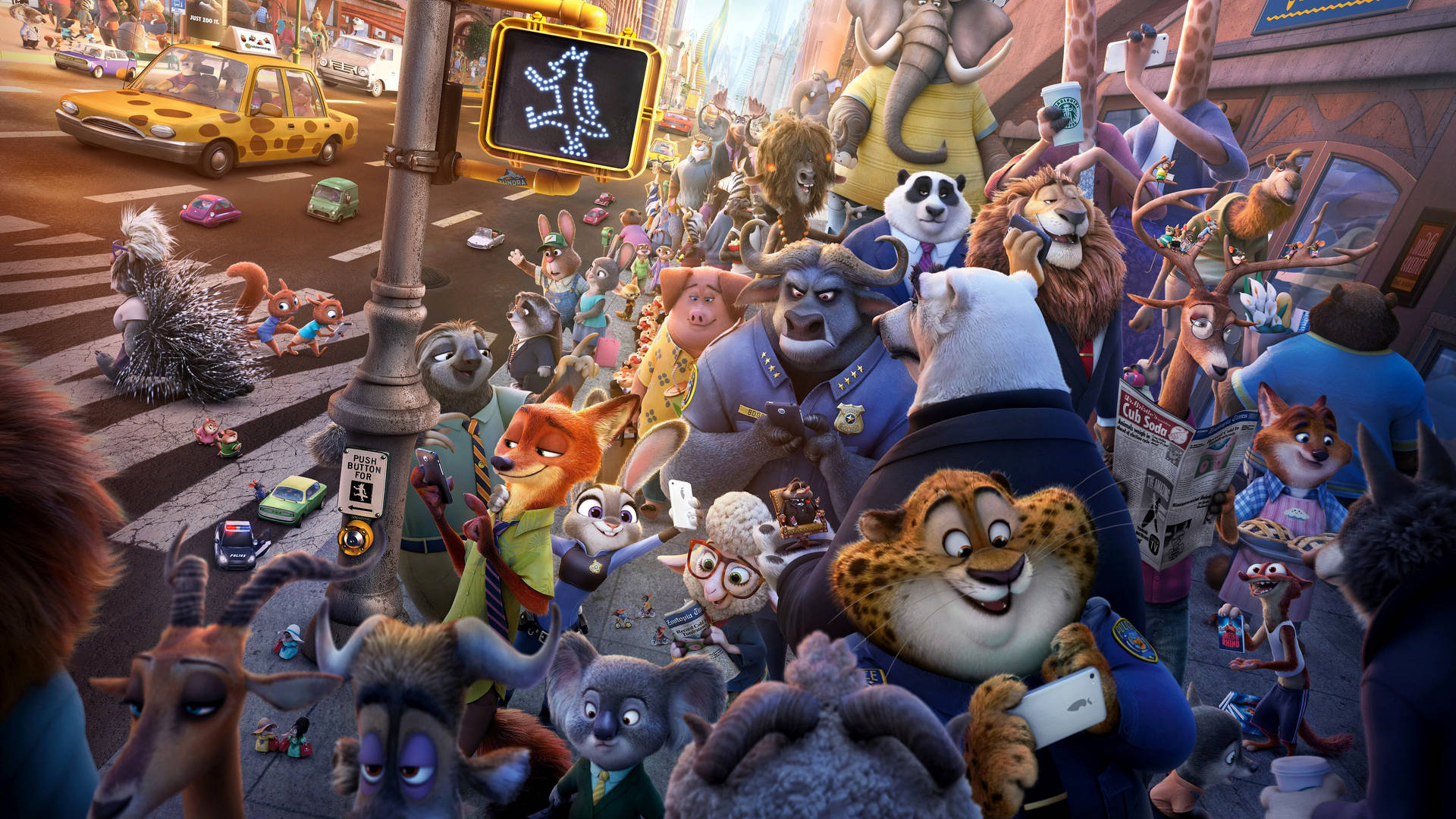 Busy Streets In Zootopia Background