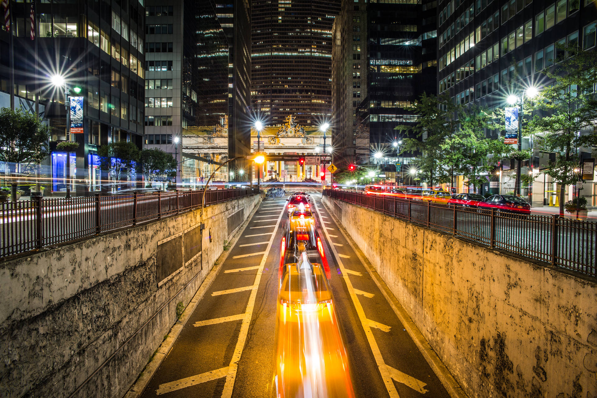 Busy Underpass New York City Night View Background