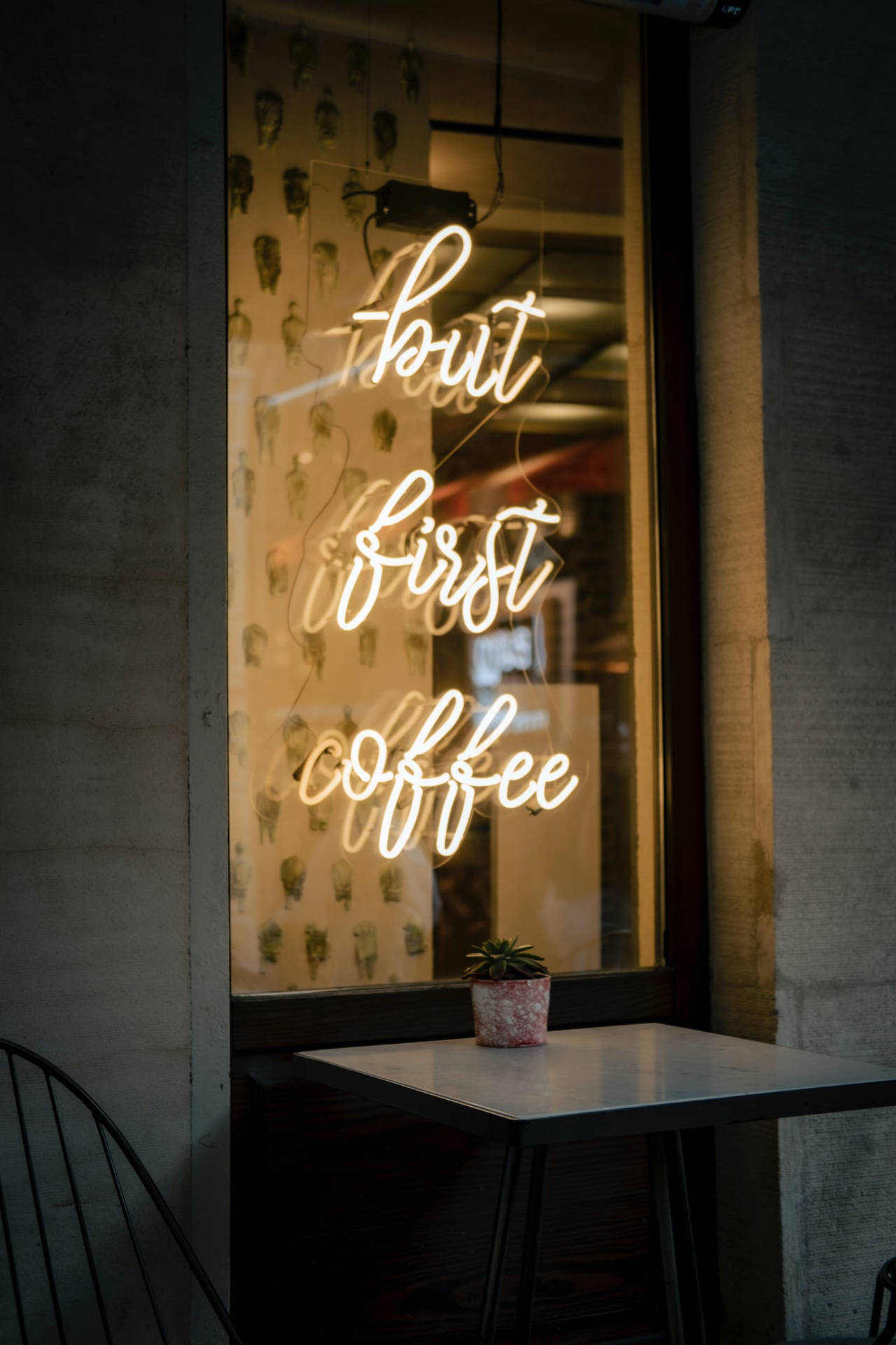 But First Coffee Neon Iphone Background