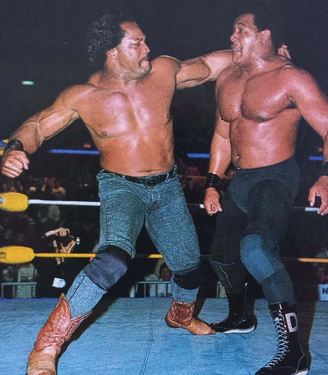 Butch Reed In Action Against Ron Simmons Background