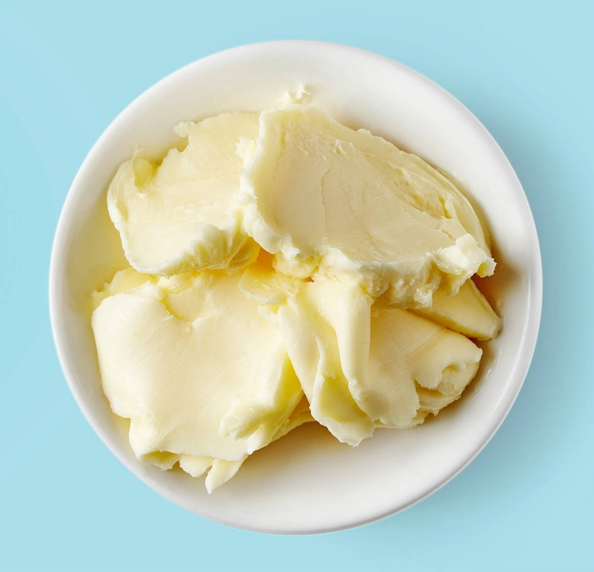 Butter White Bowl On Light Blue Background