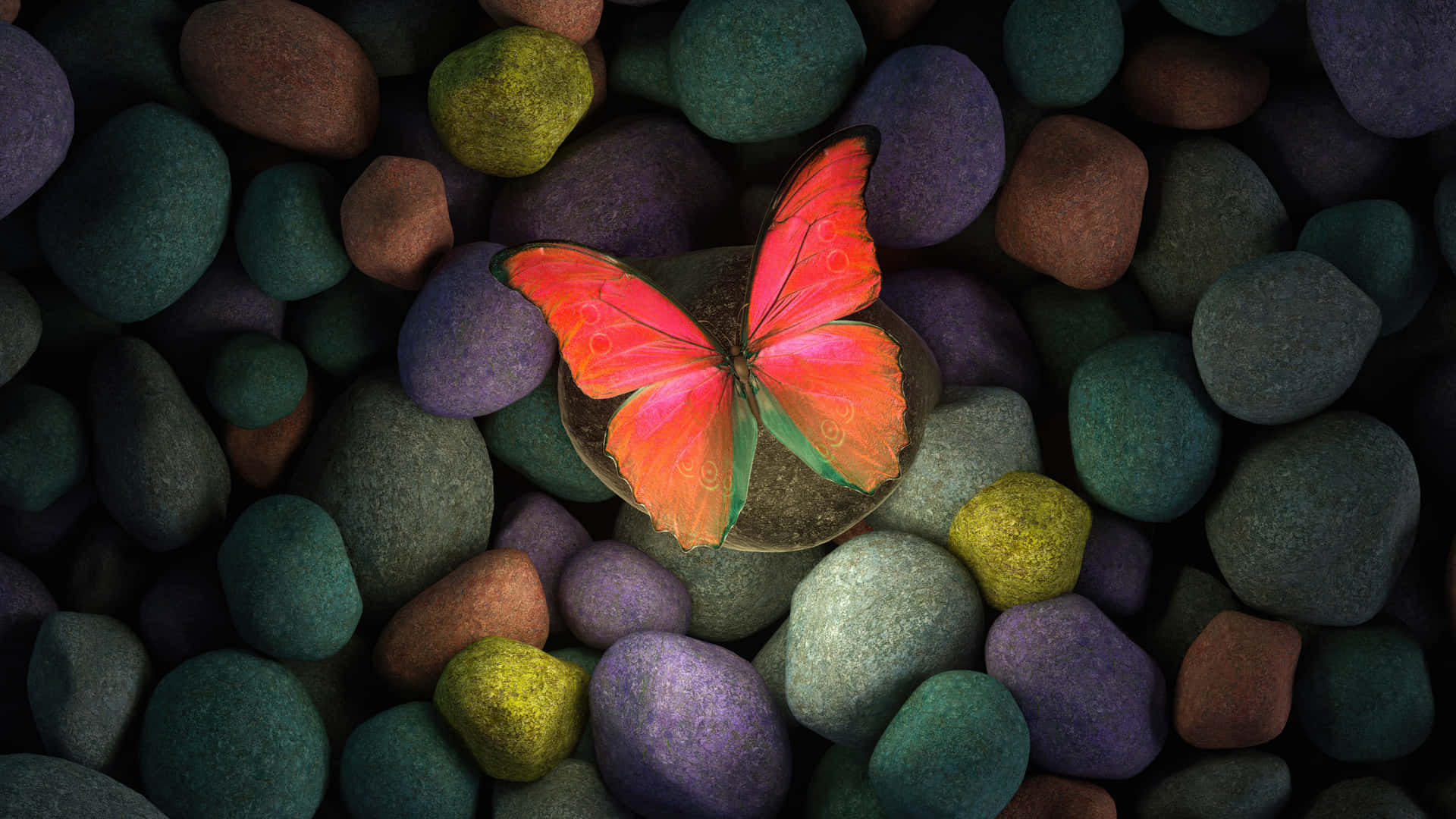 Butterflies And A Laptop Against A Blue Background Background