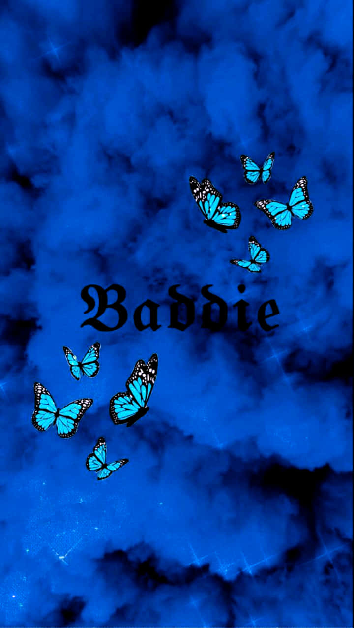 Butterflies And Smoke Blue Baddie Background