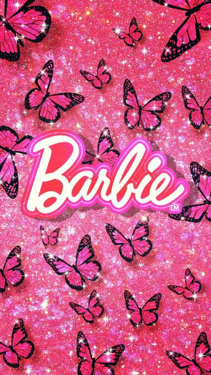Butterflies Glittery Barbie Background