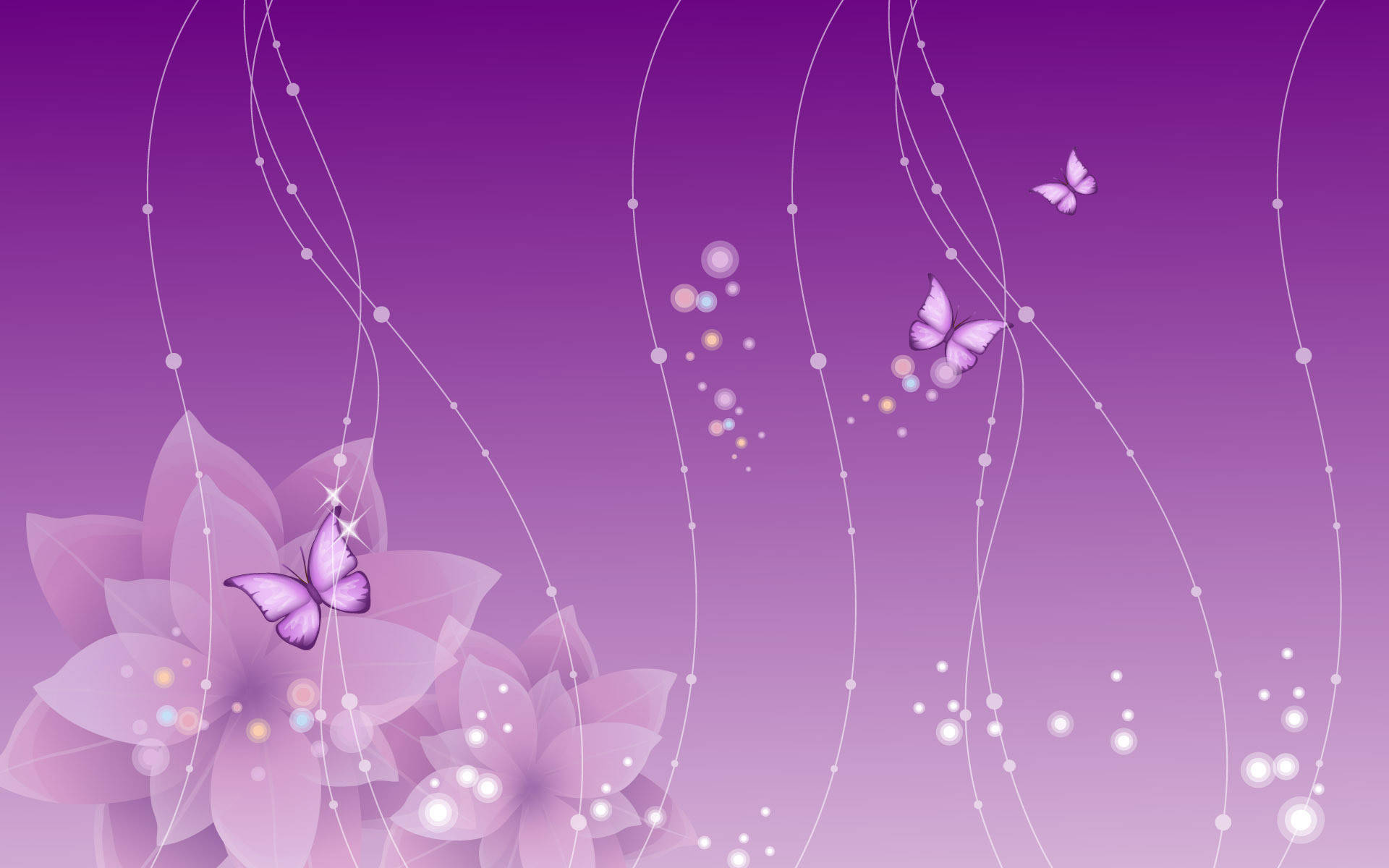 Butterflies In A Purple Flower Desktop Background