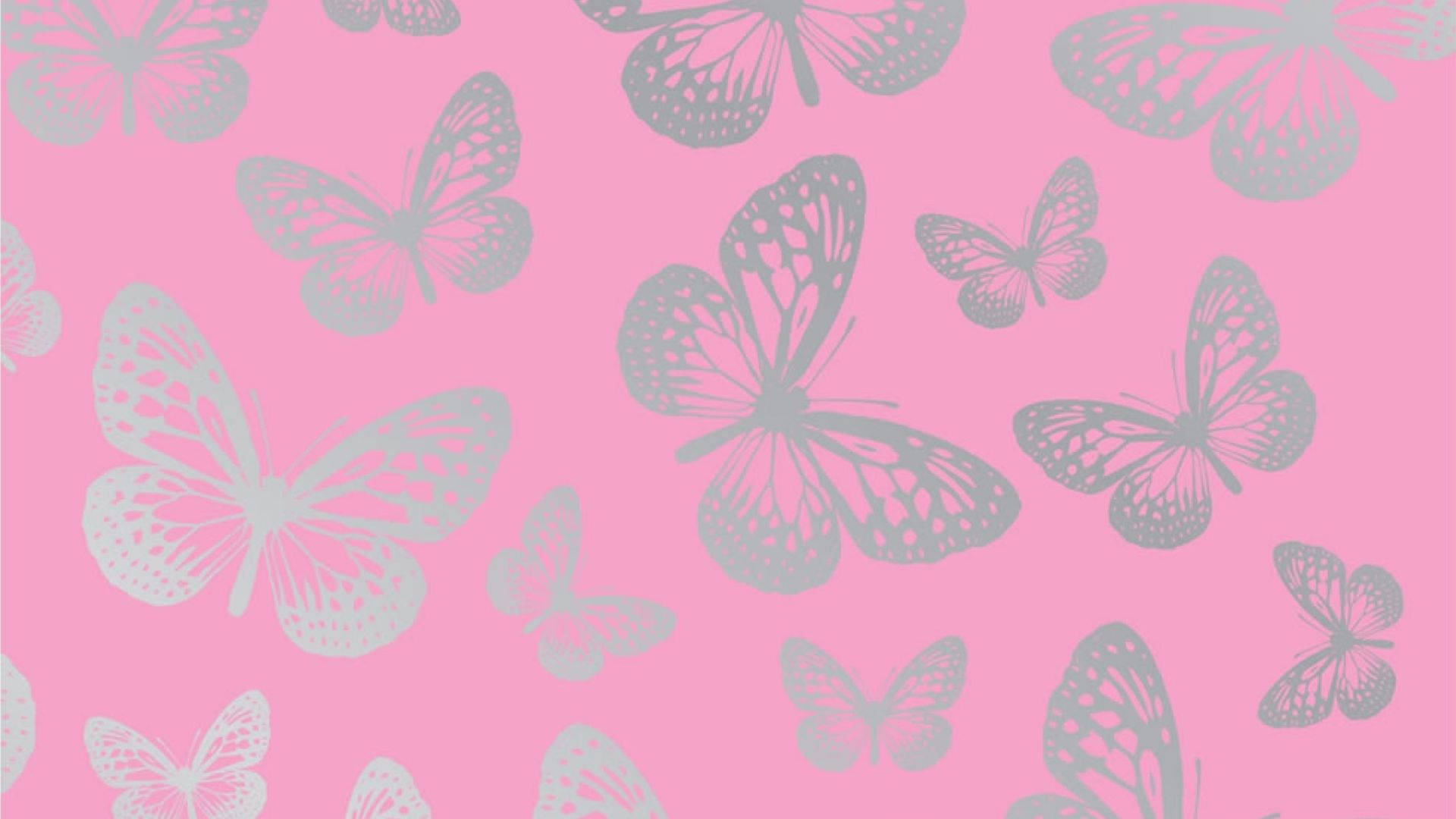 Butterflies In Aesthetic Pink Background