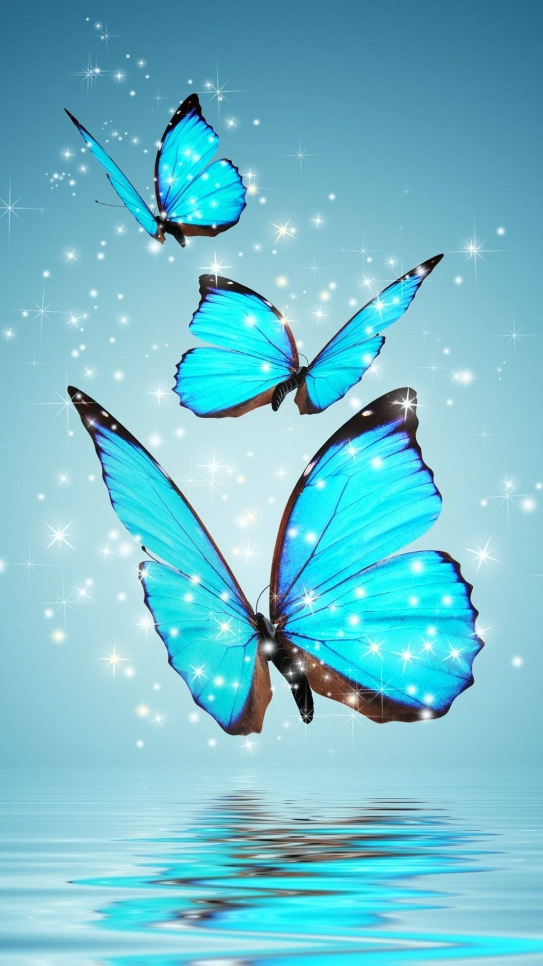 Butterflies Over The Water Background