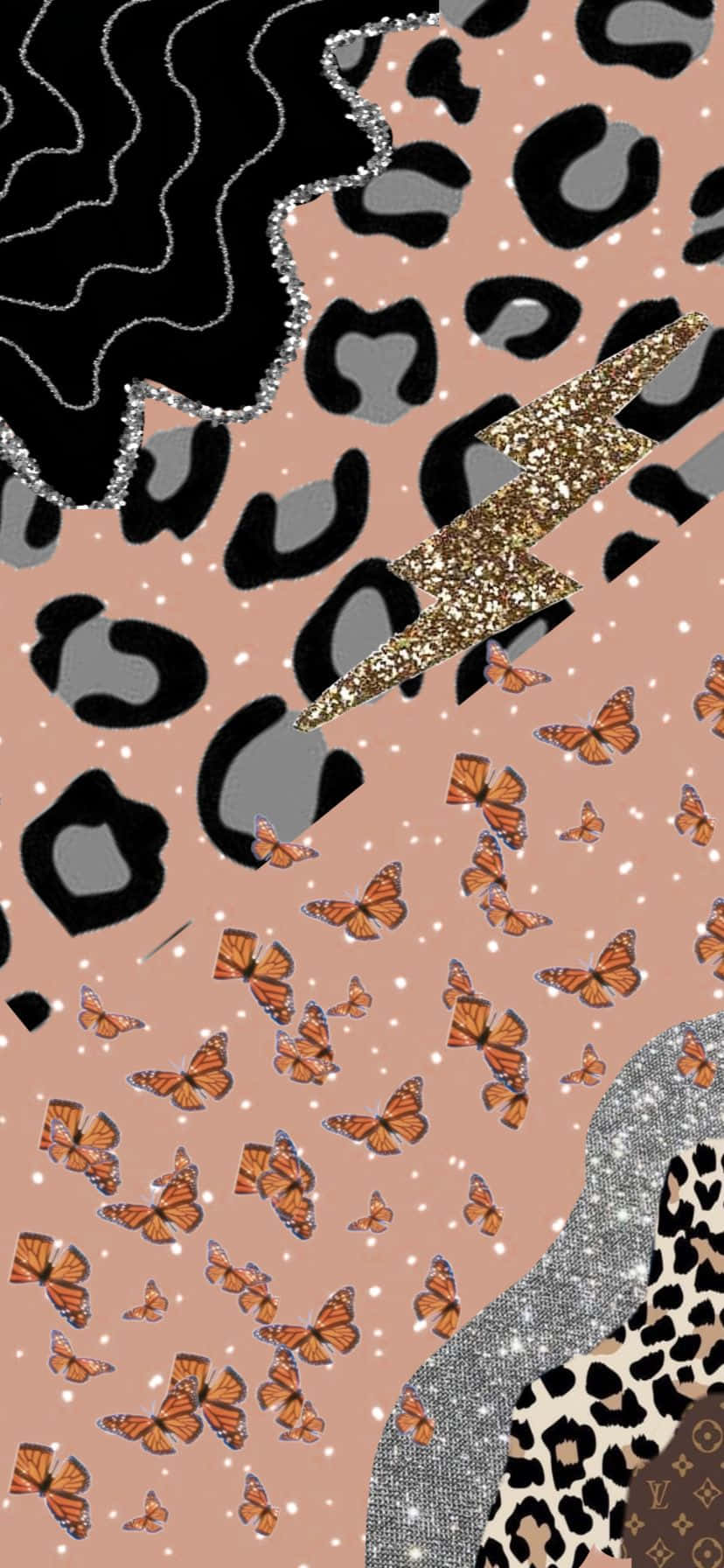 Butterfly And Cute Cheetah Print Background