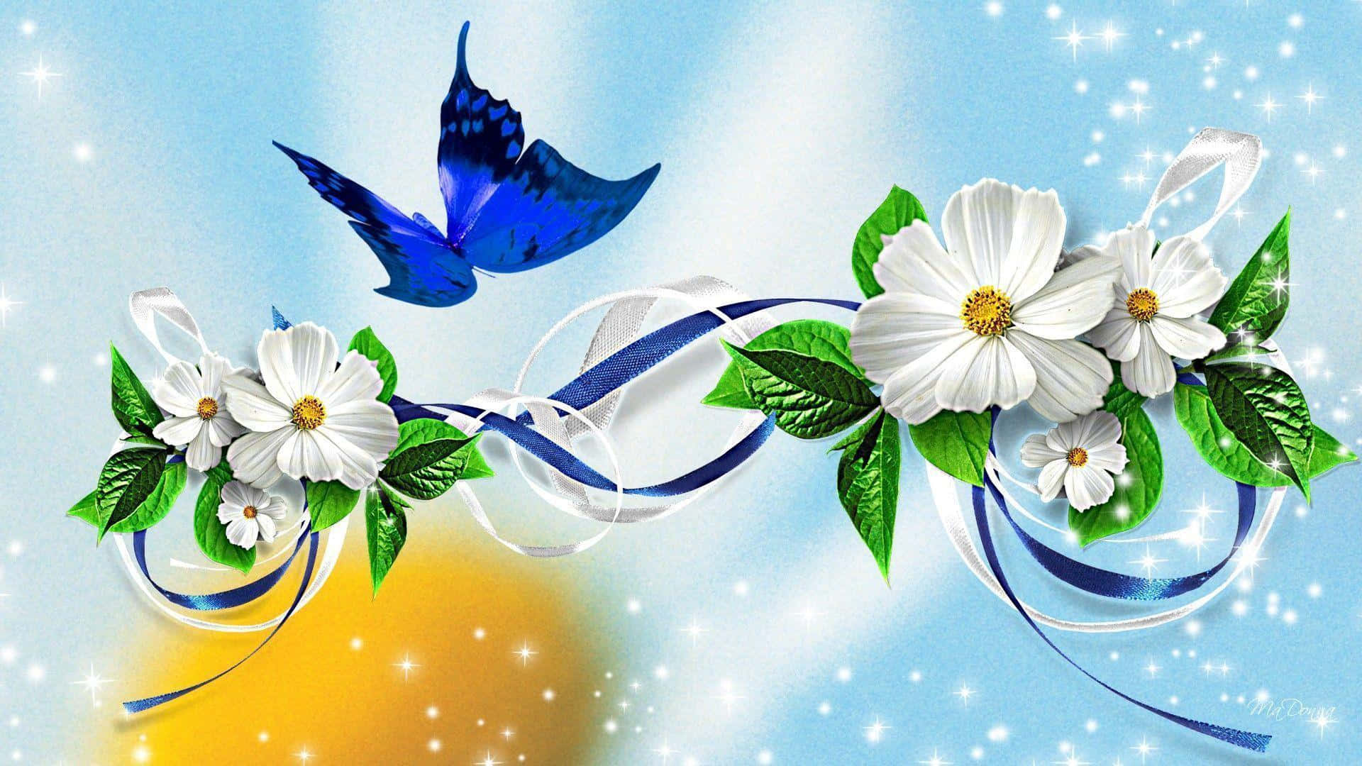 Butterfly And Flower Ribbon Desktop