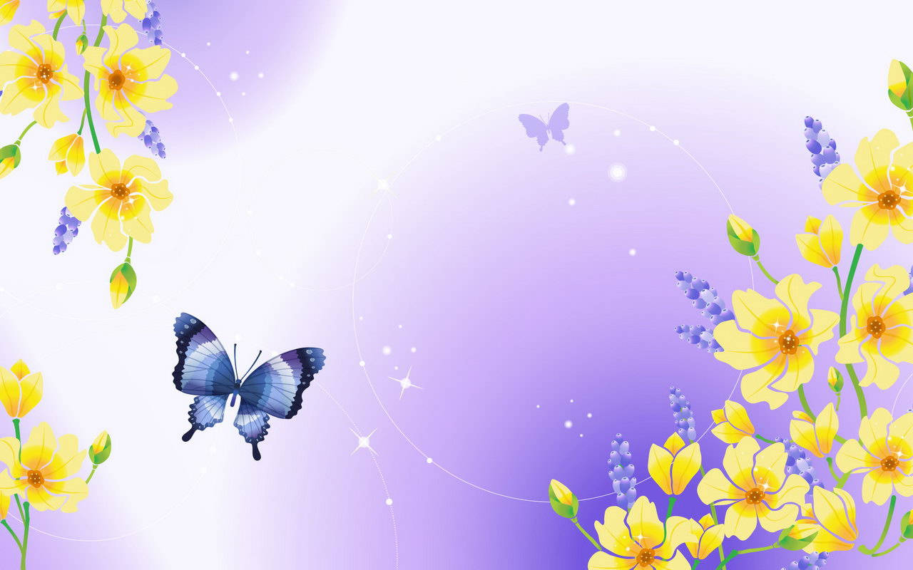 Butterfly And Flowers Clipart Background