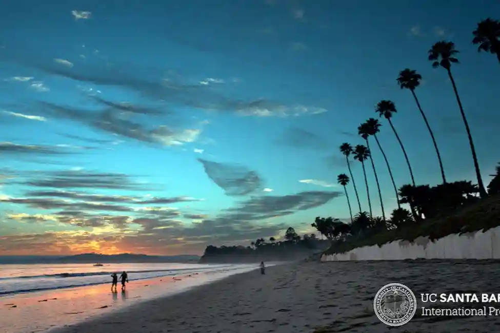 Butterfly Beach Sunset Near Ucsb Background