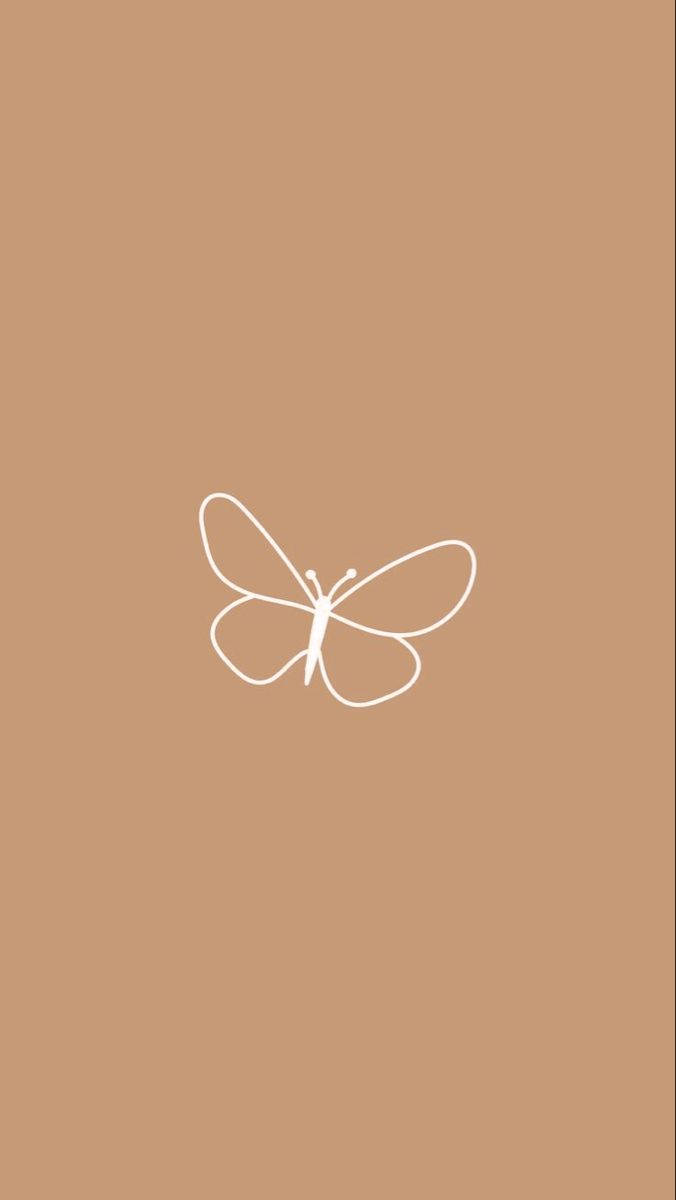 Butterfly Drawn Against Beige Aesthetic Phone