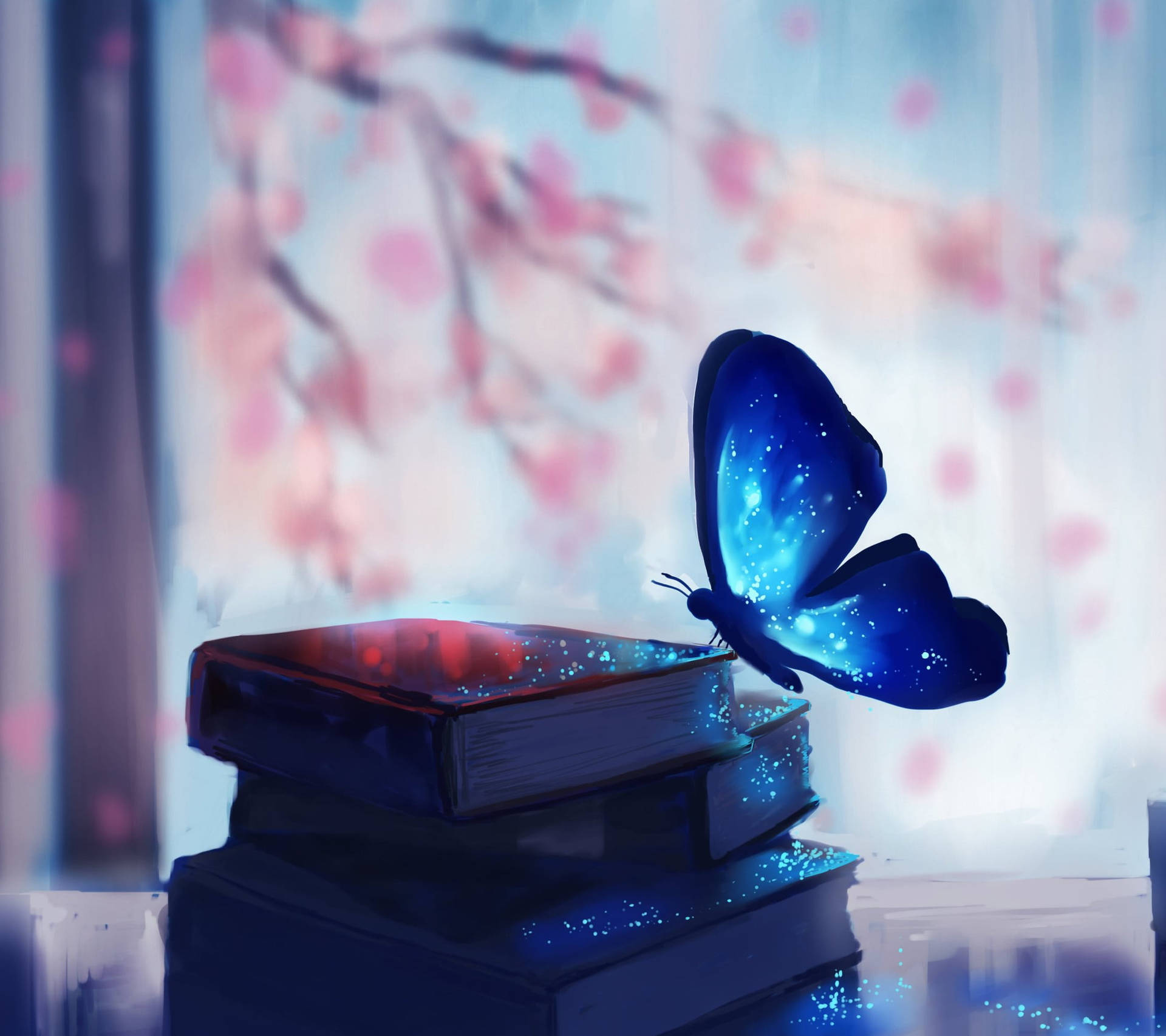 Butterfly On A Pile Of Books Background