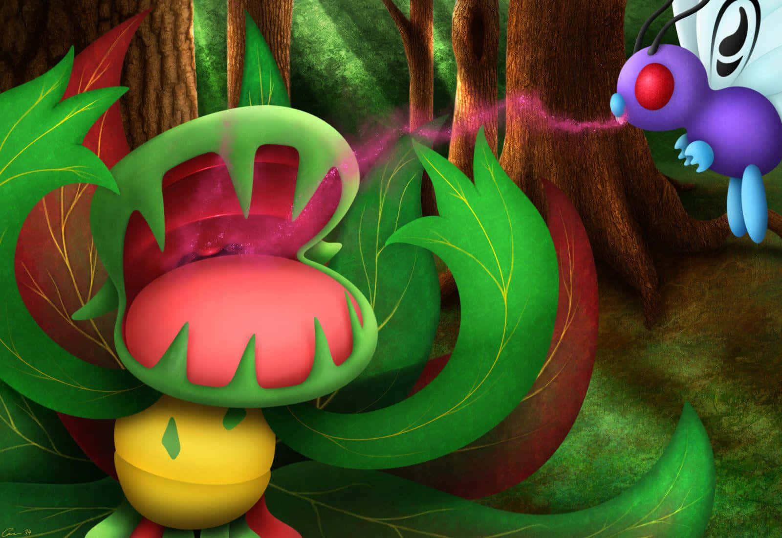 Butterfree Attacking Carnivine