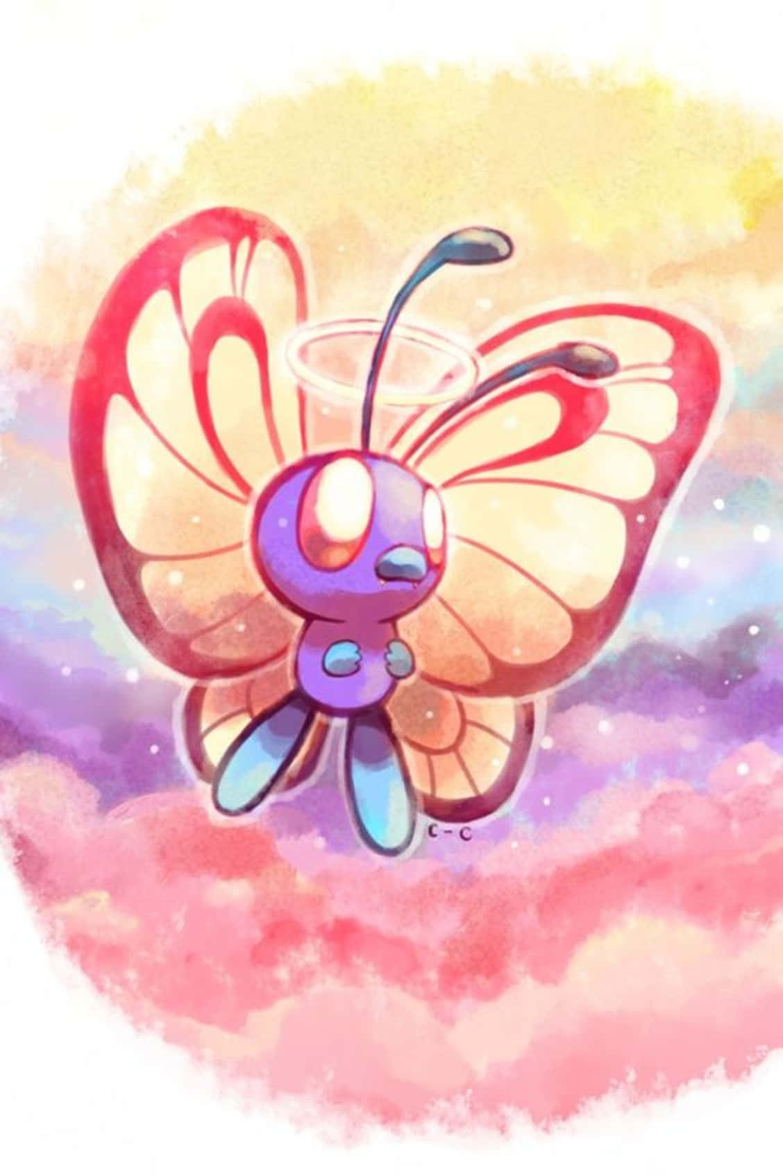 Butterfree Colorful Splash Phone Background