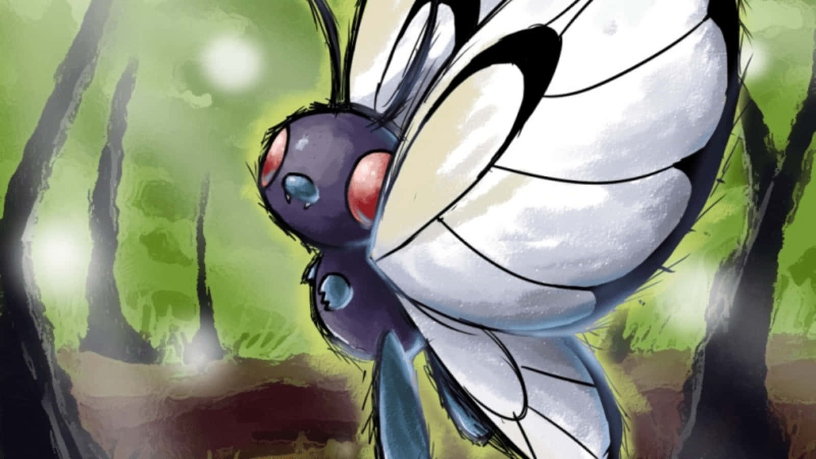 Butterfree In Forest Painting Hd Background