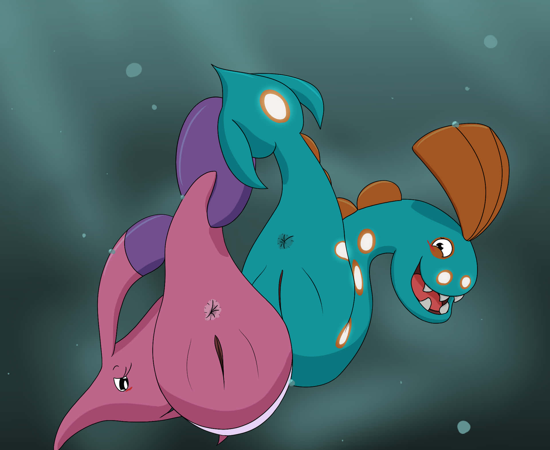 Butts Of Gorebyss And Huntail Background