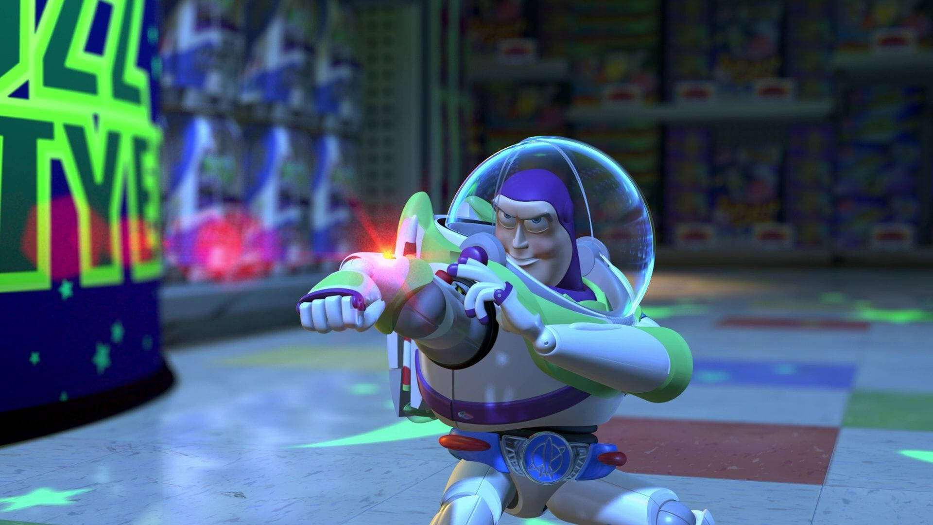 Buzz Lightyear Of Star Command Using Laser Beam Background