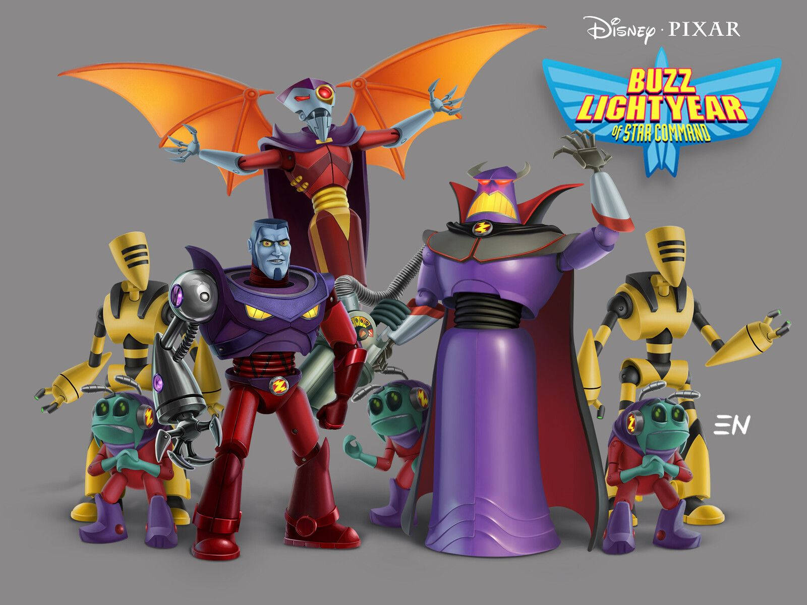 Buzz Lightyear Of Star Command Villains In 3d Background