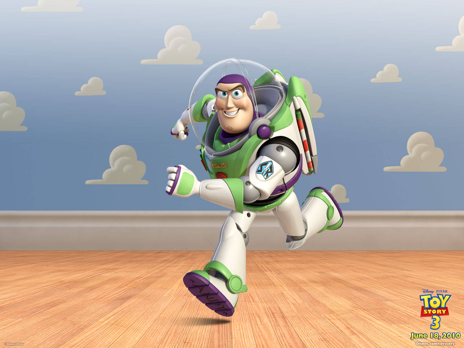 Buzz Lightyear Running Happily Background