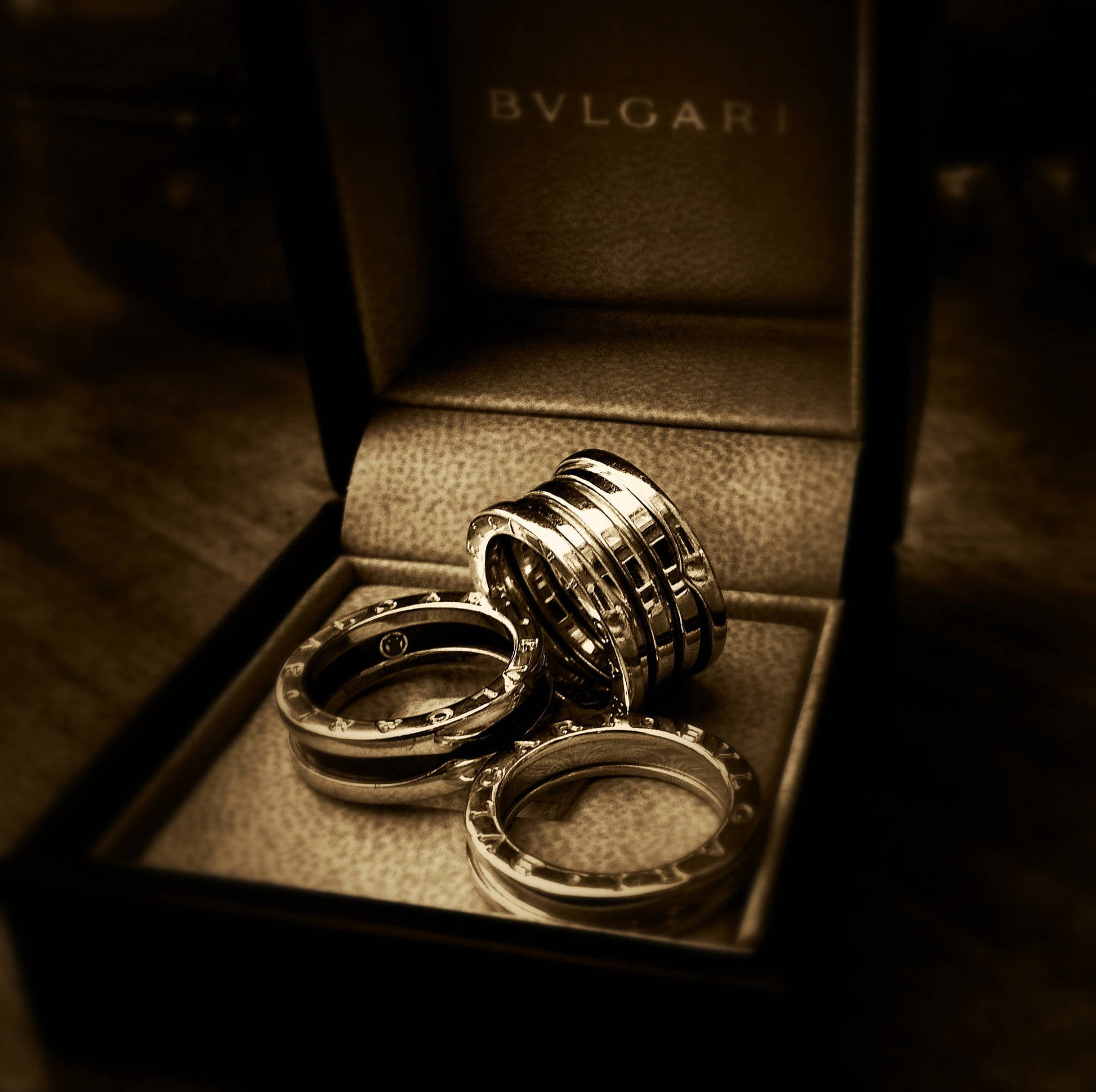 Bvlgari Rings In Box Background