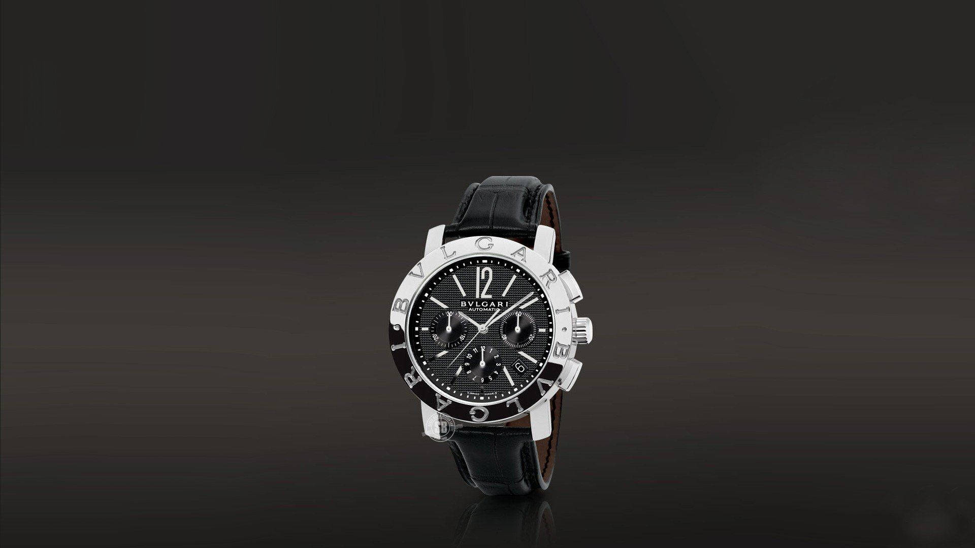 Bvlgari Watch Black Leather Strap Background