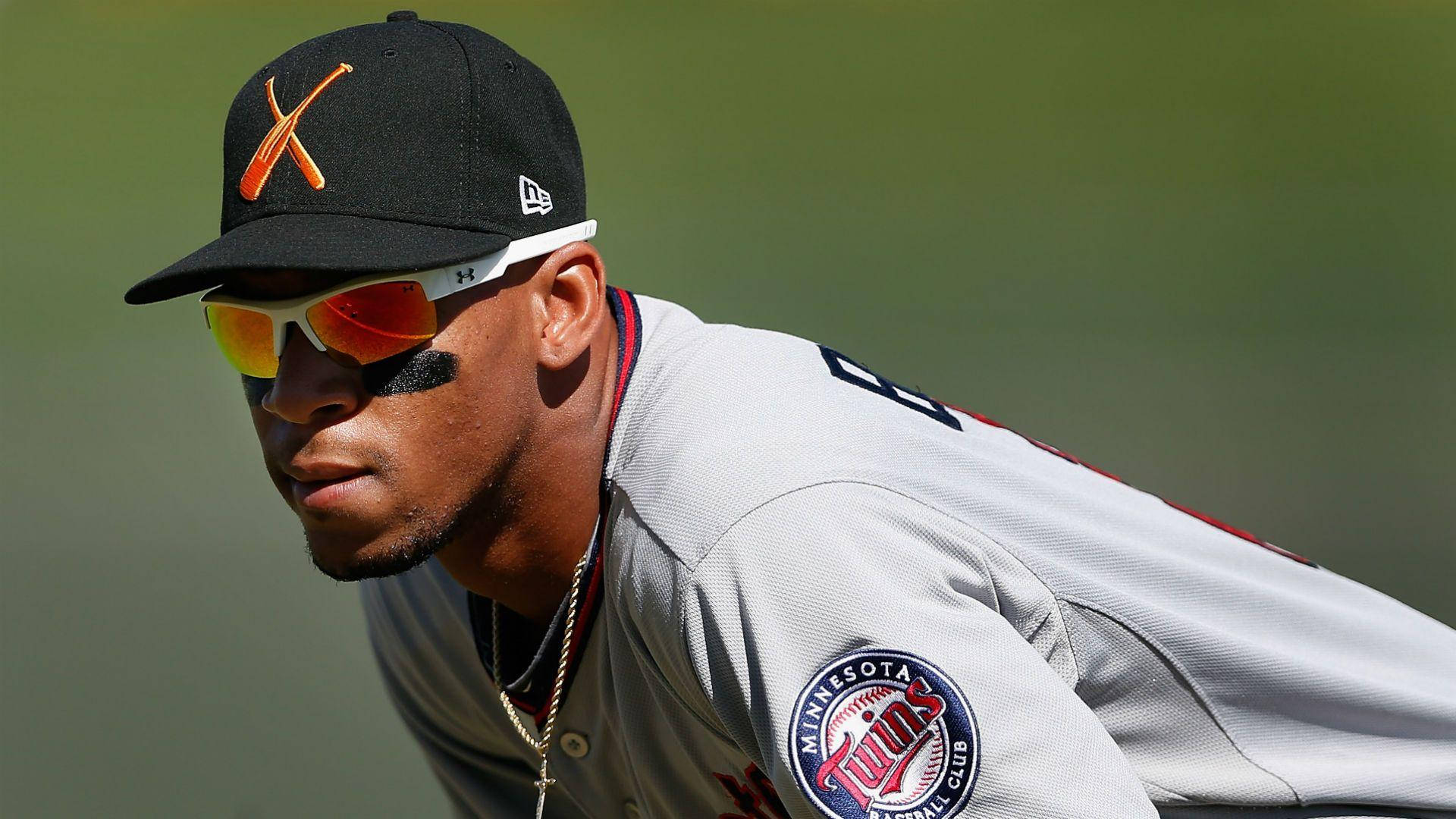 Byron Buxton Close Up With Sunglasses Background