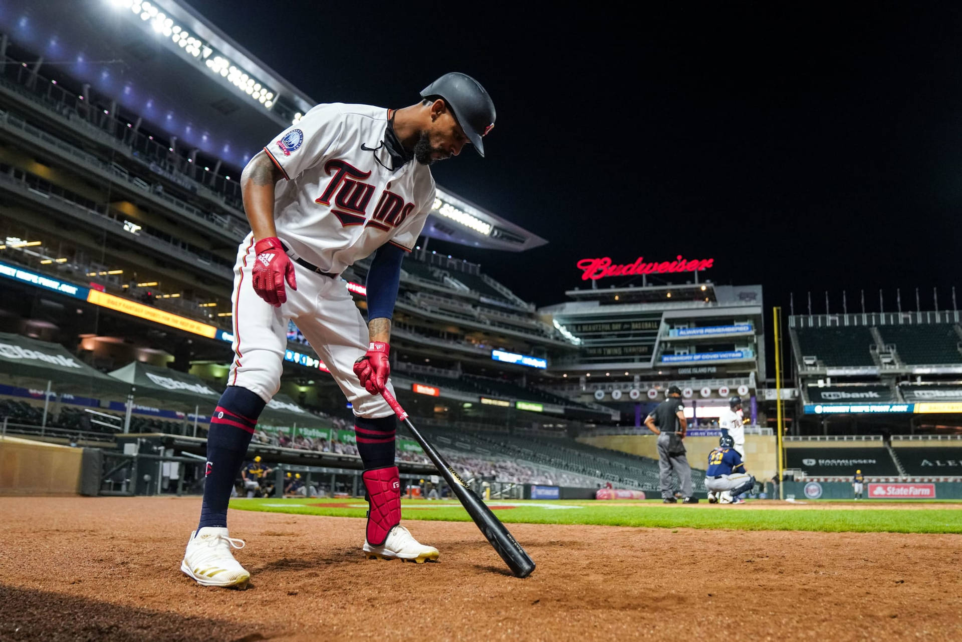 Byron Buxton On Field At Night Background