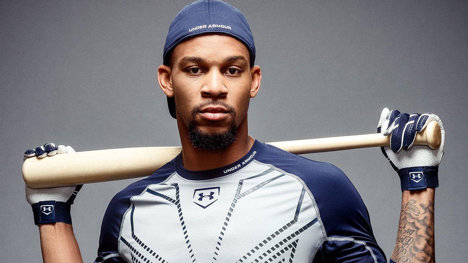 Byron Buxton Posing With Baseball Bat Background