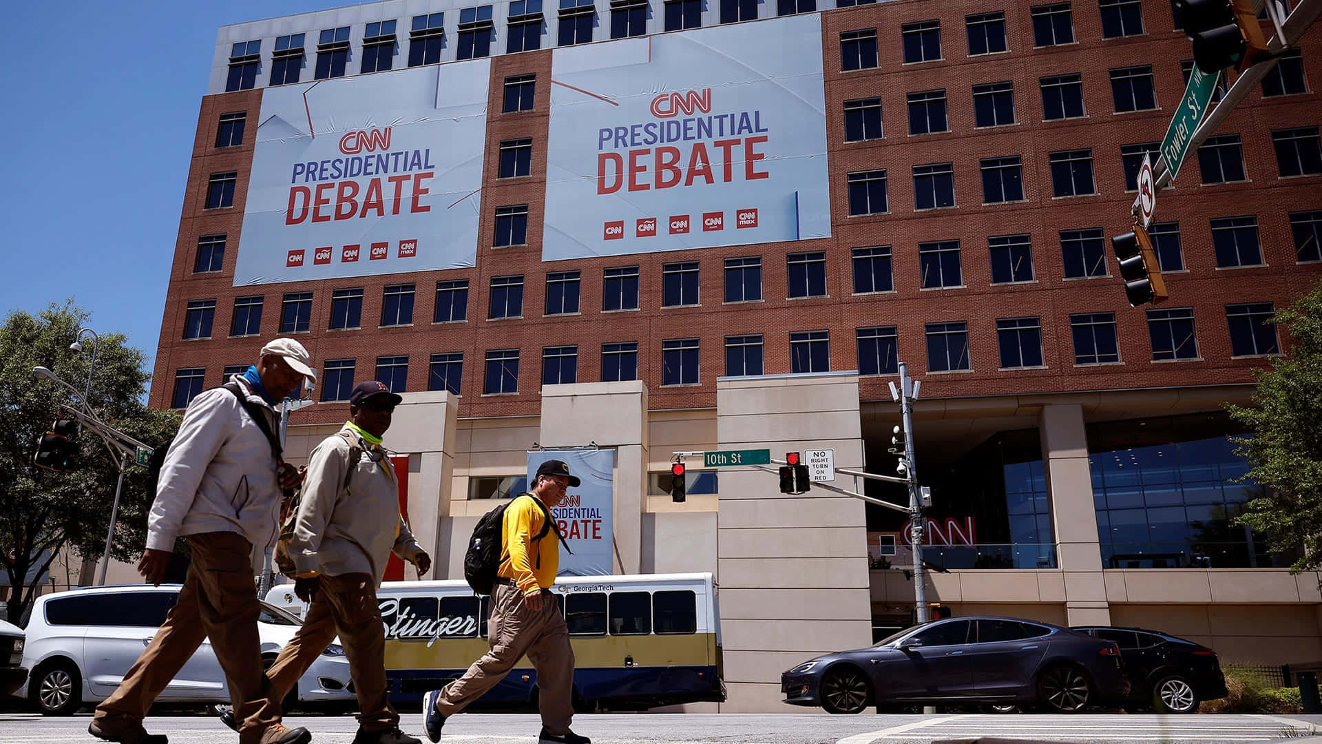 C N N Presidential Debate Building Banner Background