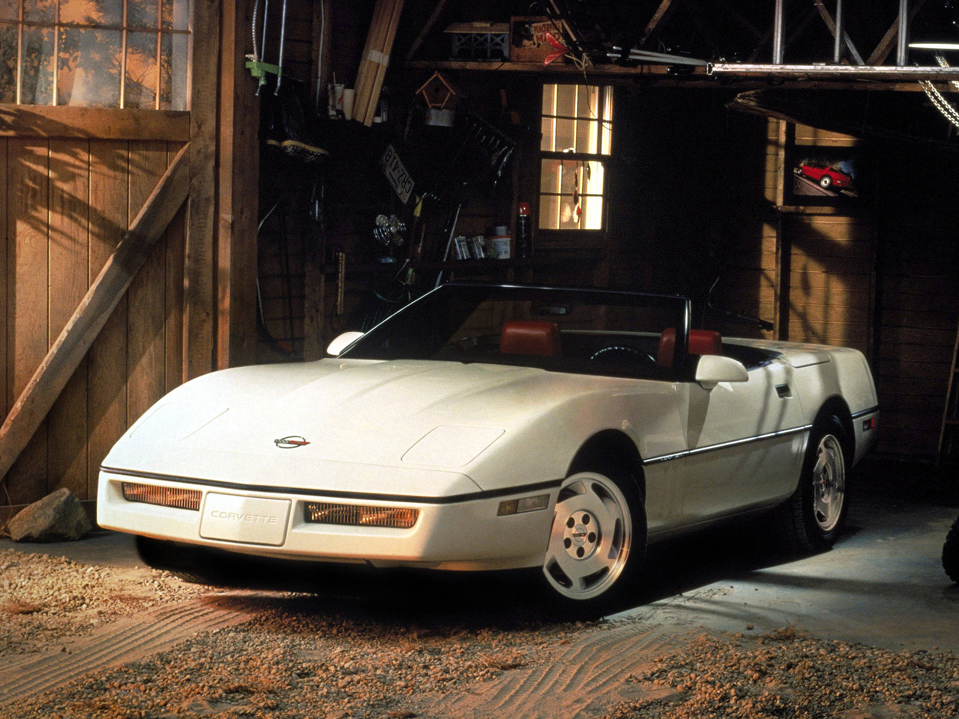 C4 Corvette In A Garage Background