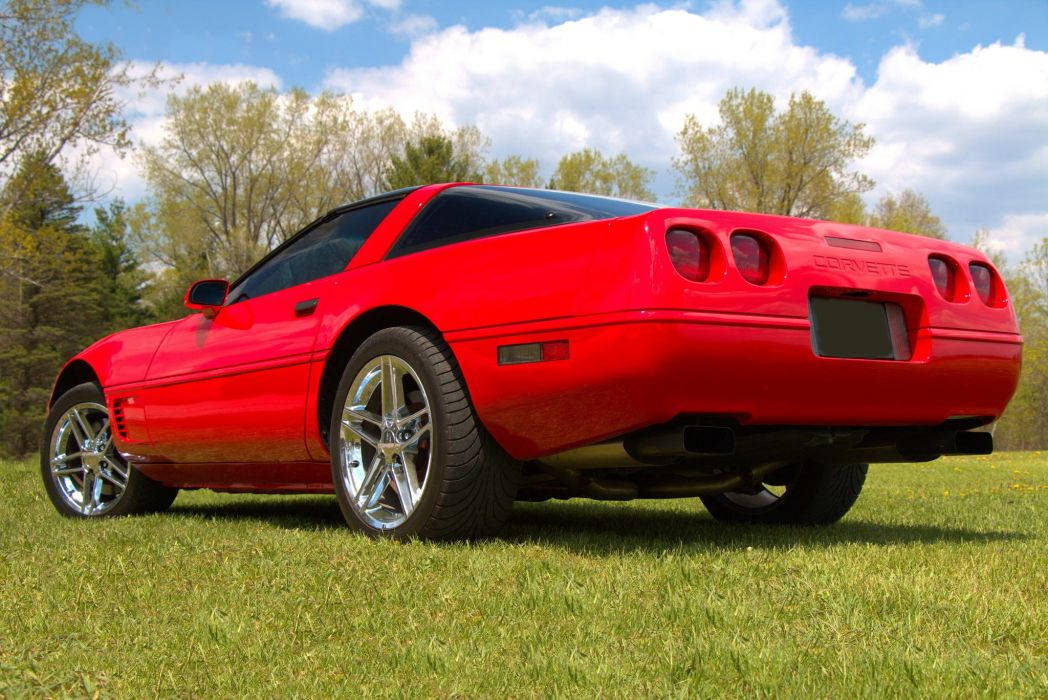 C4 Corvette On Grass Background
