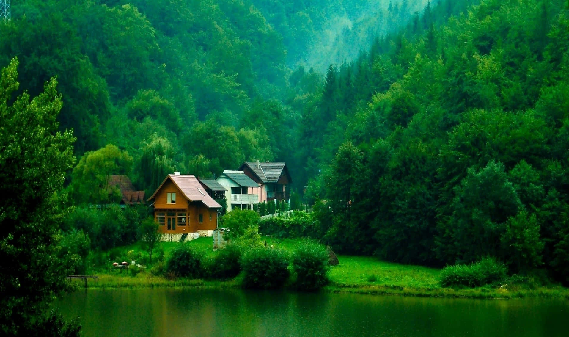 Cabins In The Forest Background