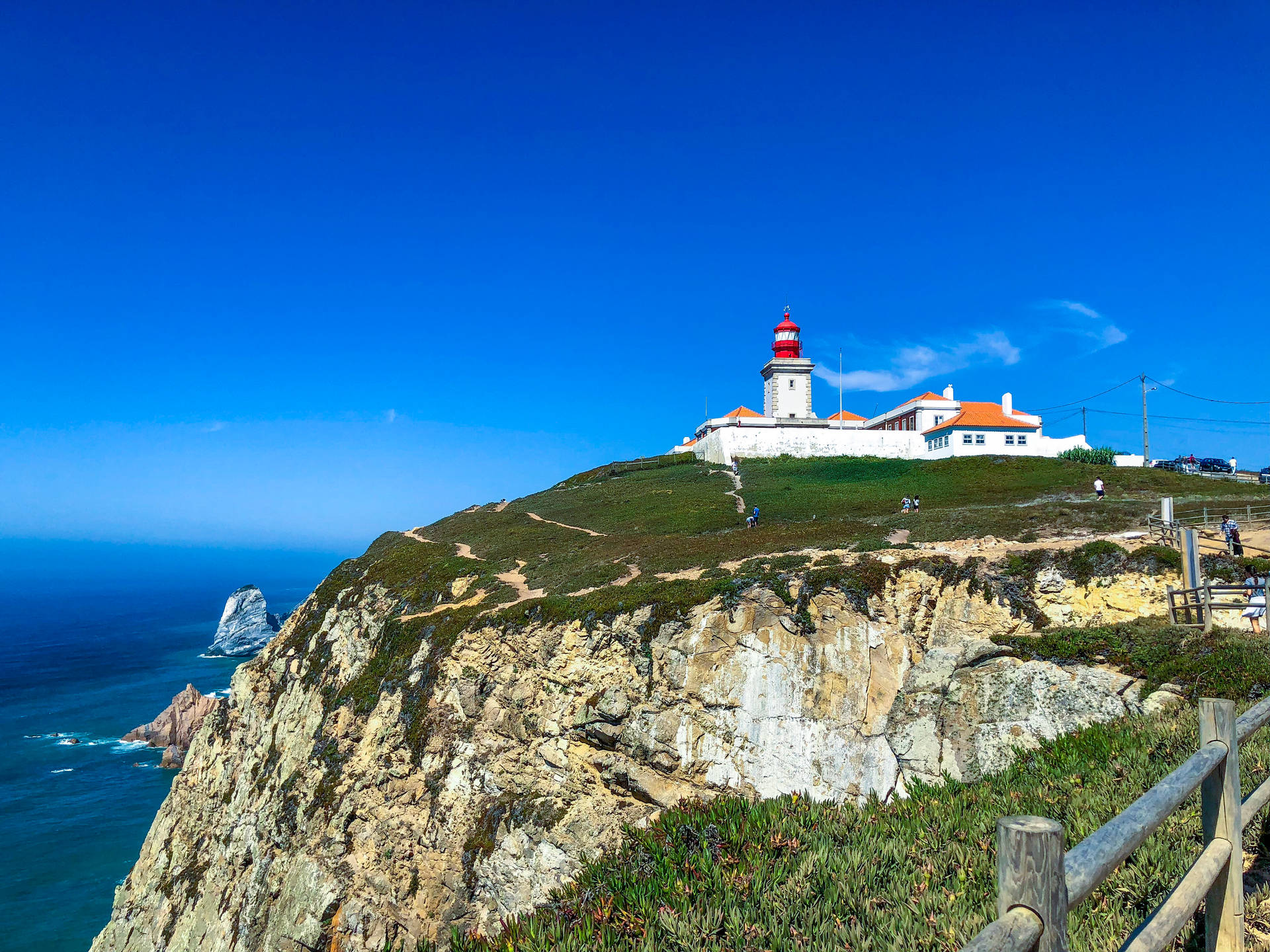 Cabo Da Roca Lighthouse Portugal Background