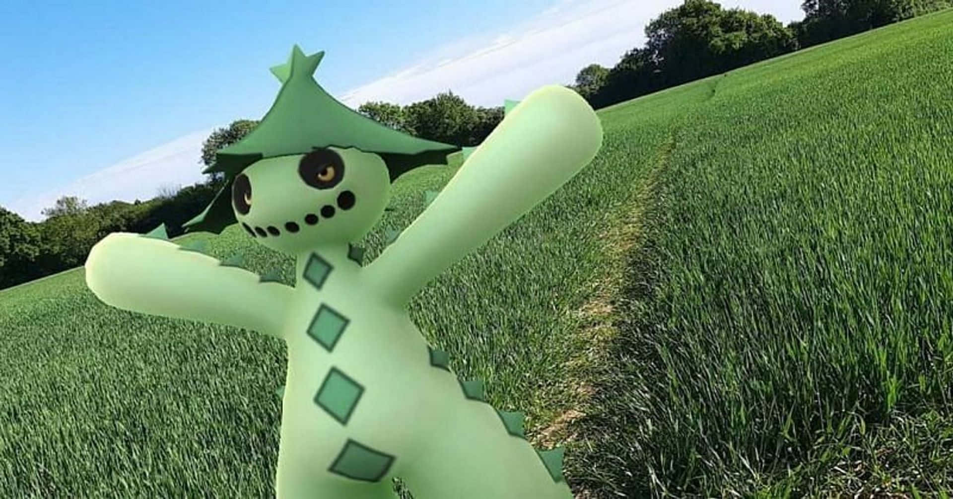 Cacturne Pokémon Sprinting Across A Lush Green Field