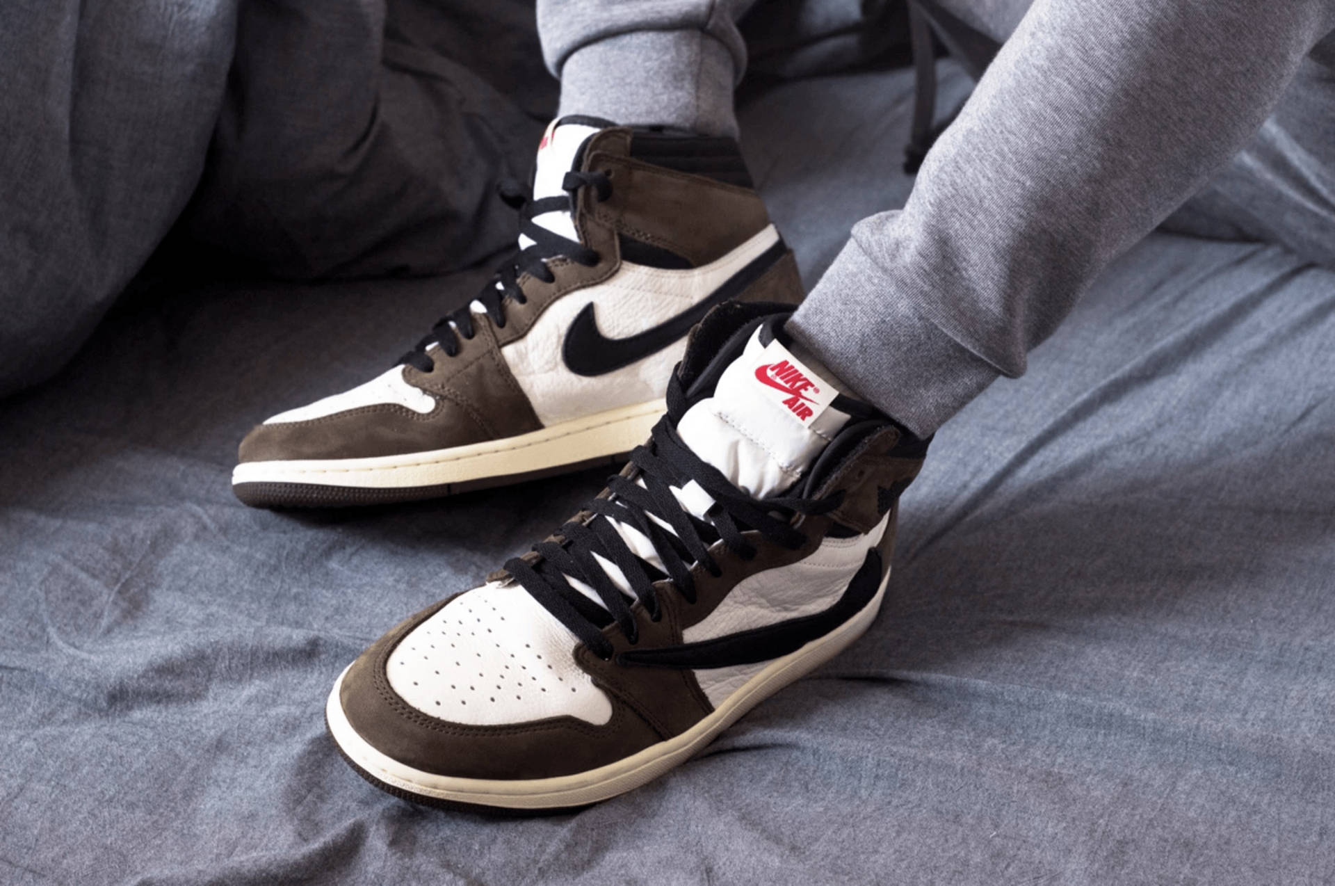 Cactus Jack Travis Scott Jordan 1 On Gray Fabric Background